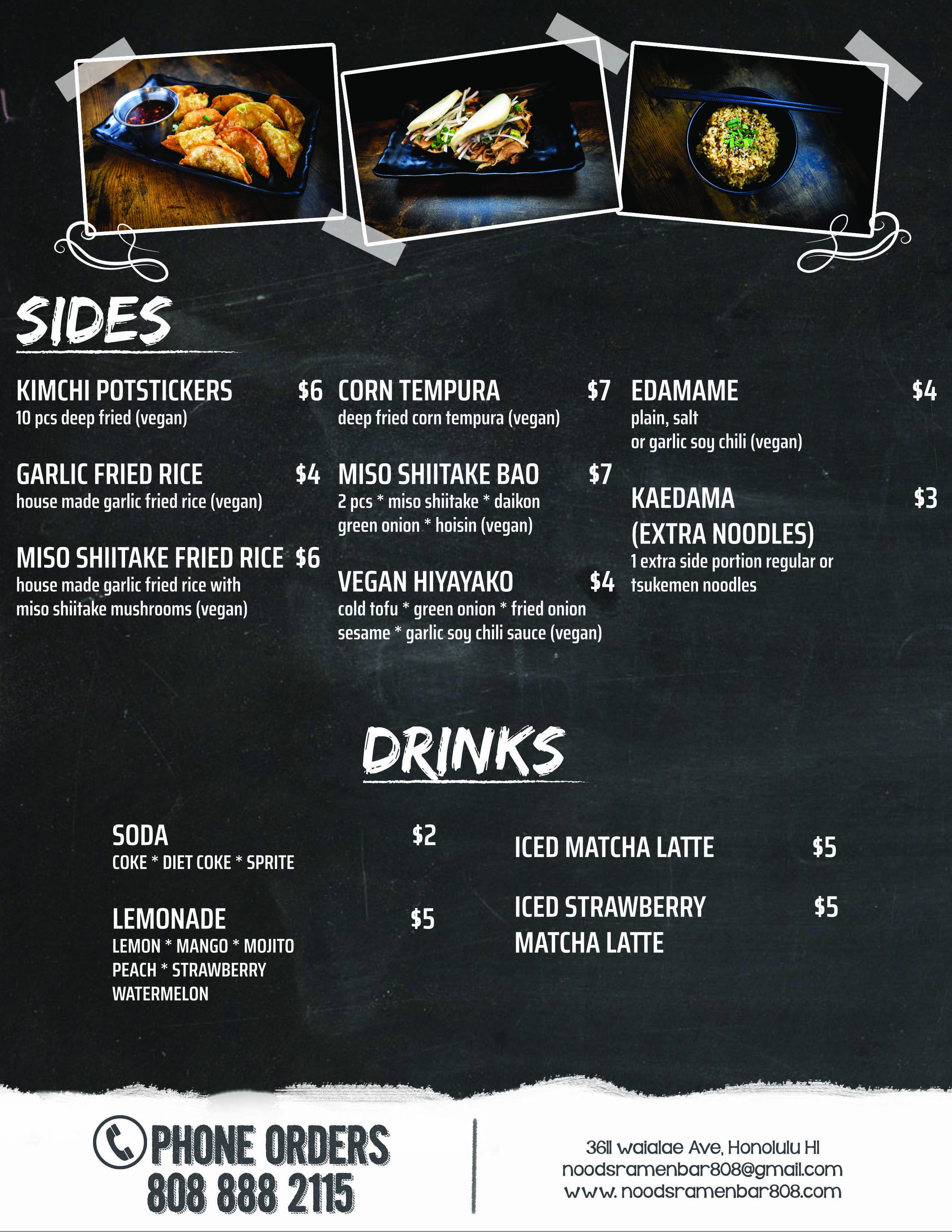 noooobuページ Vegan Menu | Noods Ramen Bar